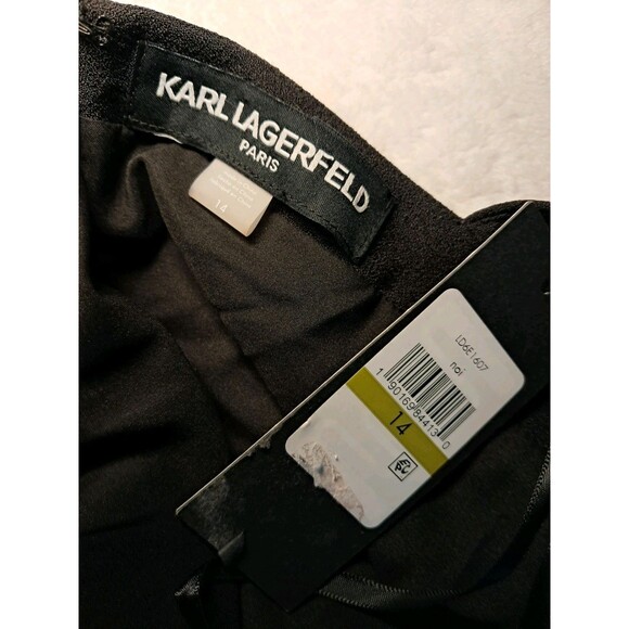 NWT Karl Lagerfeld Paris Size 14 Sleeveless Fit Flare Black Knee Length Dress - Picture 2 of 11